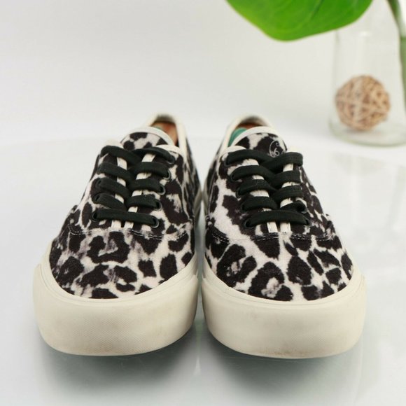 SeaVees for J Crew Women Legend Sneaker Size 7.5 Black White Leopard Animal - Picture 3 of 12